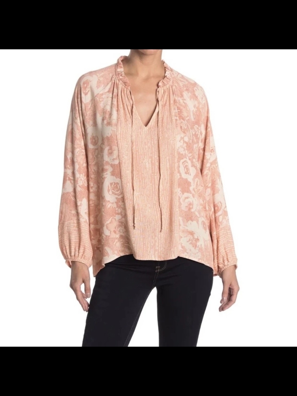 Anthropologie Everleigh Peach Floral Peasant Blouse
